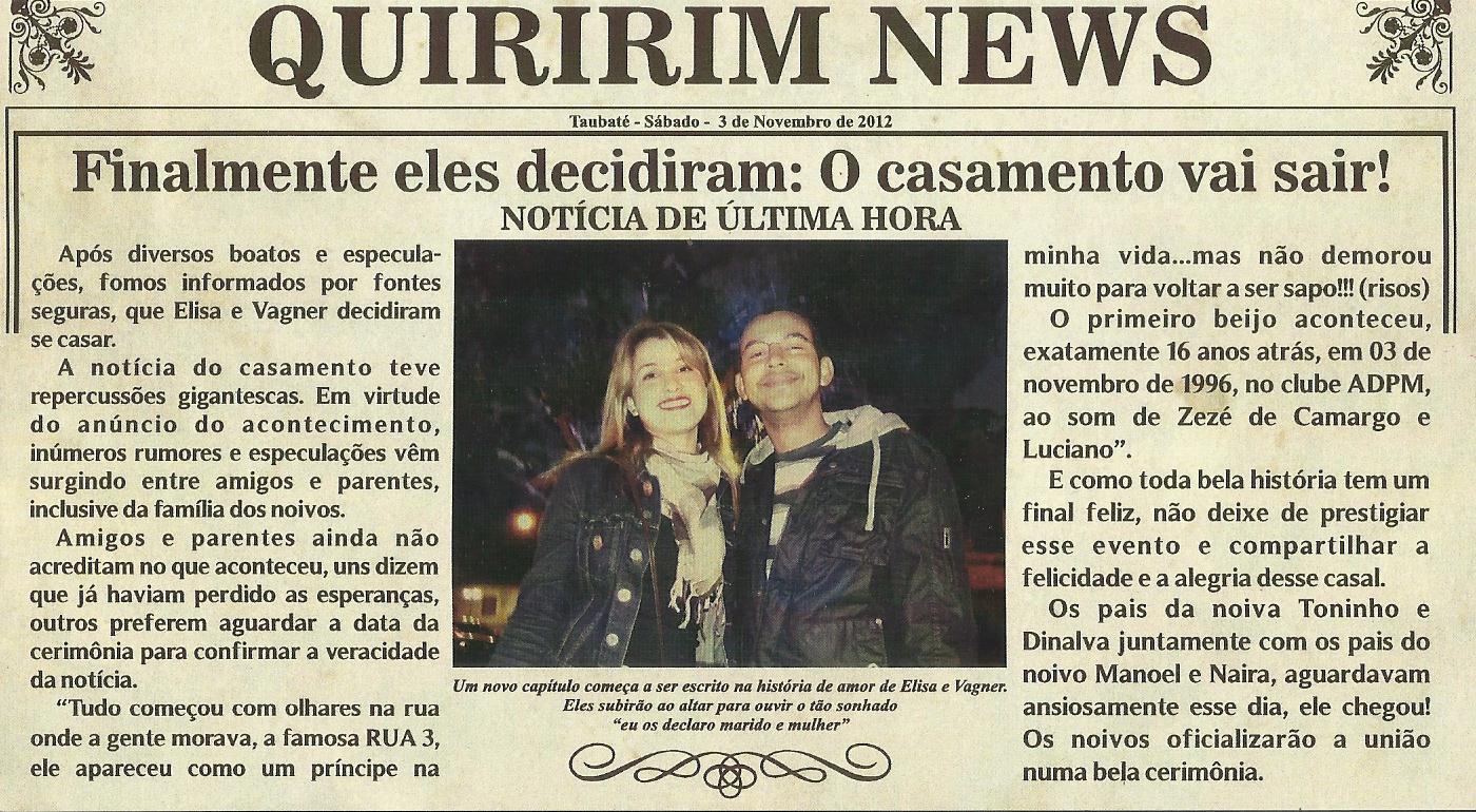 Convite de casamento mostra originalidade e imita a capa de um jornal