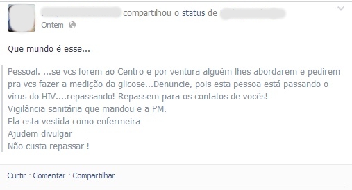 Muitas pessoas compartilharam a mensagem acreditando ser verdade - Foto: Reproduo Facebook